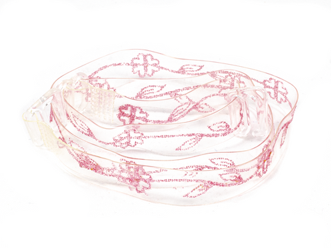 Pink flower leaf clear printed bra straps
