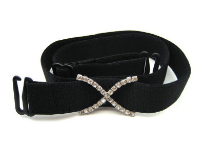 detachable wide black bra strap with diamante cross accessory