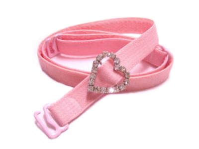 Detachable or replacement pink bra straps with decorative diamante heart accessory