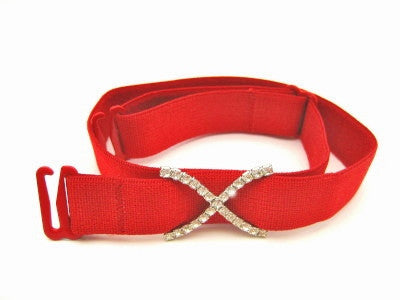 Detachable or replacement wide red bra straps with decorative diamante accessory