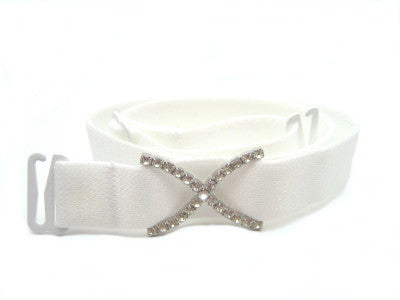 Detachable or replacement wide white bra straps with decorative diamante accessory